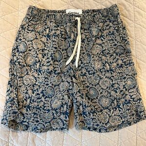 Corridor Indigo Print Drawstring Shorts - Size Small